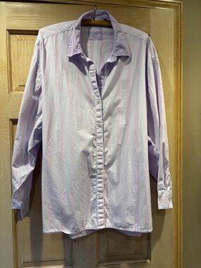aerie Lavender & White Striped Button-Down Shirt XXL